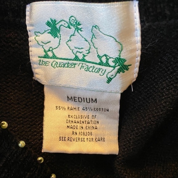 🎄Quacker Factory Unisex 3D Knit Black Cotton Ramie Blend Grandmacore Sweater - Picture 4 of 8